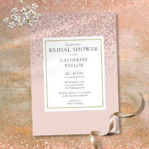 Invitation Rose Gold Pailleté Élégant Mariage Shower