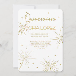 Invitation Rose Gold Pailleté Élégant Quinceañera