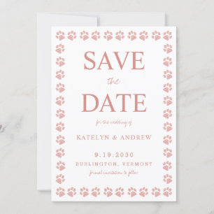 Invitation Rose Gold Pailleté Empreinte de Patte Mariage Épar