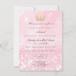 Invitation Rose Gold Pailletés Couronne Royale Pailletés 16èm