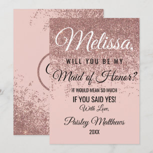 Invitation Rose Gold Paillettes Brillant Blush Rose Demoisell