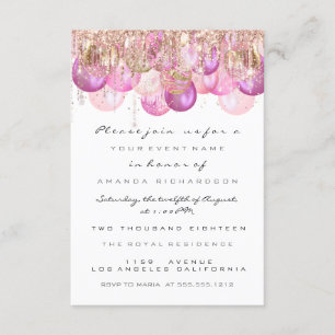 Invitation Rose Gold Paillettes Roses Mariage Douce 16ème