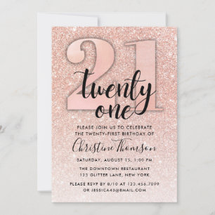 Invitation Rose Gold Parties scintillant 21ème anniversaire I
