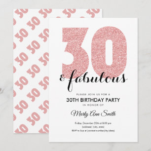 Invitation Rose Gold Parties scintillant 30 et fête d'anniver
