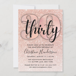 Invitation Rose Gold Parties scintillant 30e anniversaire Inv