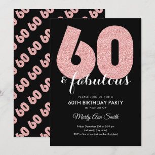 Invitation Rose Gold Parties scintillant 60 et fête d'anniver