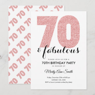 Invitation Rose Gold Parties scintillant 70 & Fabulous Birthd