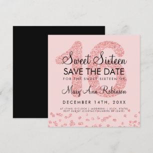 Invitation Rose Gold Parties scintillant Confetti Sweet 16 En