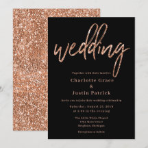Rose Gold Parties scintillant de mariage Invitatio