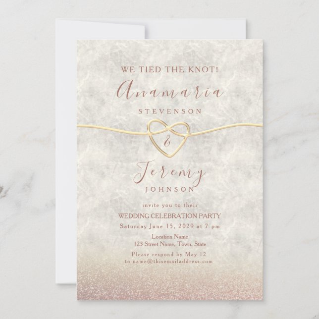 Invitation Rose Gold Parties scintillant de mariage Invitatio (Devant)