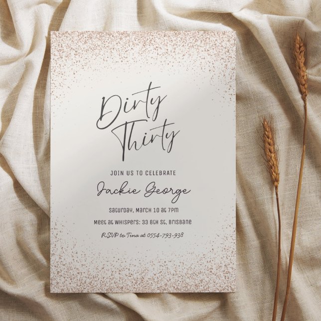 Invitation Rose Gold Parties scintillant Dirty Trente Anniver (Créateur téléchargé)