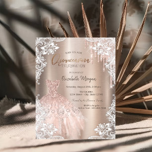 Invitation Rose Gold Parties scintillant Drives Dress Lace Qu