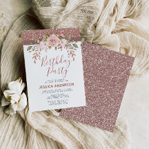 Rose Gold Parties scintillant Floral fête d'annive