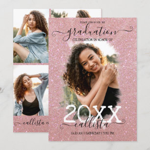 Invitation Rose Gold Parties scintillant Halo Photo Collage G