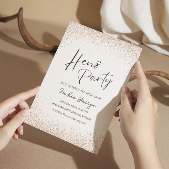 Invitation Rose Gold Parties scintillant Hens Party Invitatio (Créateur téléchargé)