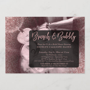 Invitation Rose Gold Parties scintillant Photo Brunch & Bubbl