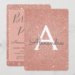 Invitation Rose Gold - Parties scintillant rose étincelle fêt