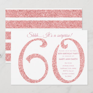 Invitation Rose Gold Parties scintillant Surprise 60e anniver