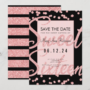 Invitation Rose Gold Parties scintillant Sweet 16 Party Date 