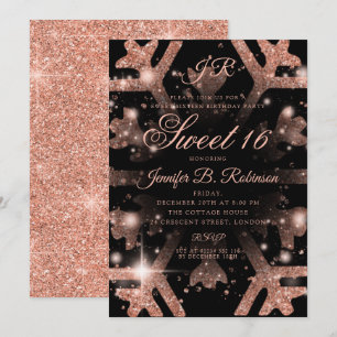 Invitation Rose Gold Parties scintillant Winter Sweet 16 Anni