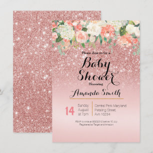 Invitation Rose Gold Pink Baby shower