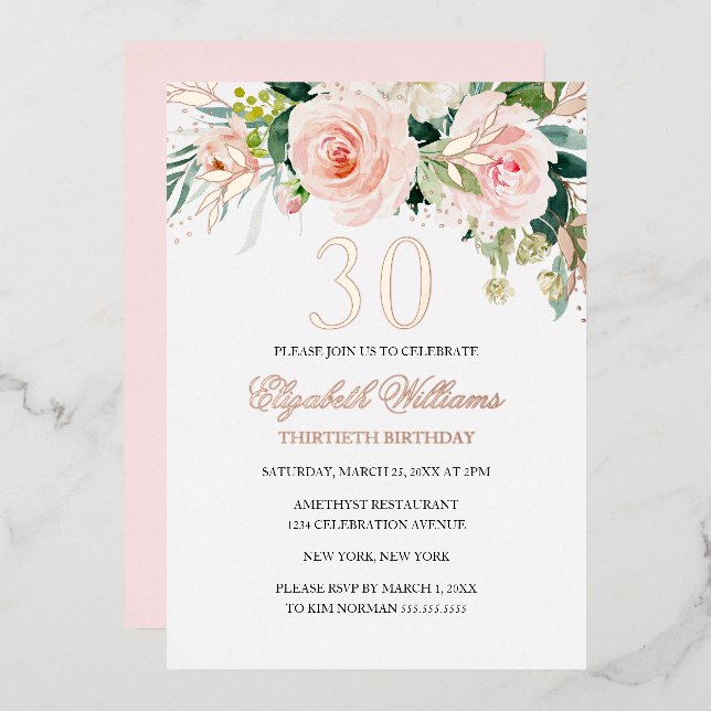 Invitation rose Gold Pink Blush 30e Anniversaire F (Recto/Verso)