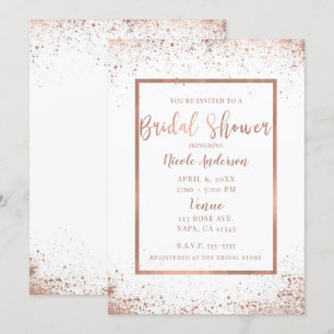 Invitation Rose Gold Pink Glam Moderne Fête de l'mariée chic
