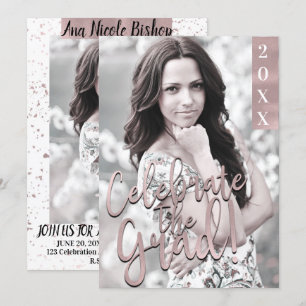 Invitation Rose Gold Pink Moderne Graduation Party