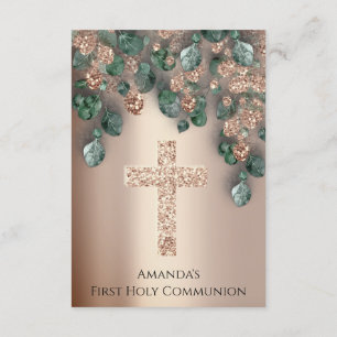Invitation Rose Gold Première Sainte Communion Croix chrétien