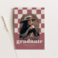 Rose Gold Retro À damiers Arch Photo Graduation