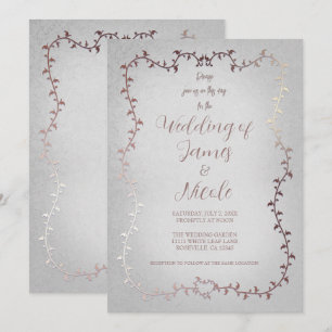Invitation Rose Gold Rose Botanique Feuilles Mariage Conte de