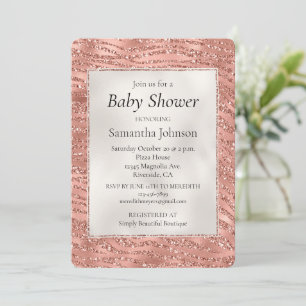 Invitation Rose Gold Rose Glam Glitter Zebra Print