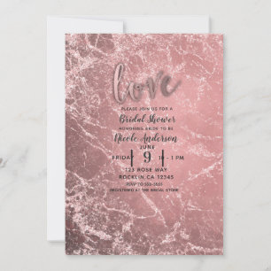 Invitation Rose Gold Rose Moderne Glamour Marbre Fête de Mari