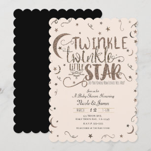 Invitation Rose Gold Rose Pailleté Baby Shower Petite Étoile