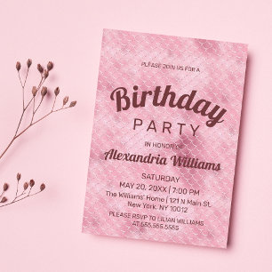 Invitation Rose gold rose pailleté dégradé sirène Anniversair