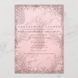 Invitation Rose Gold Rose Pailleté Engagement Goyave