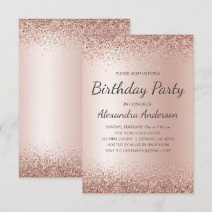 Invitation Rose Gold Rose Parties scintillant N'importe quel
