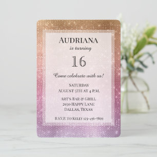 Invitation Rose Gold rose pourpre Éperche Anniversaire