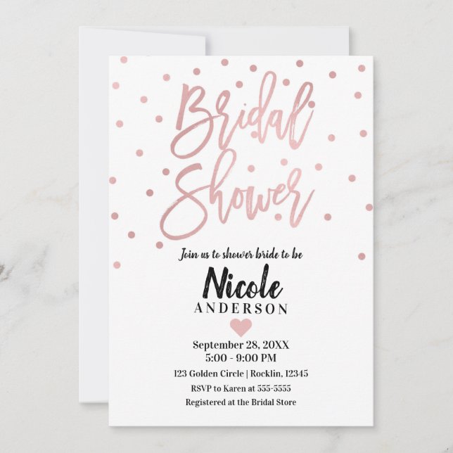 Invitation Rose Gold Rose Script Moderne Fête de Mariage (Devant)