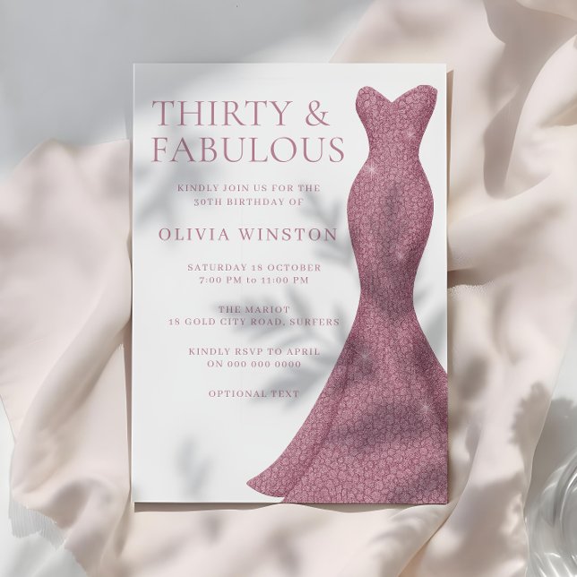 Invitation Rose Gold Rose Trente et fabuleux 30e anniversaire (Créateur téléchargé)
