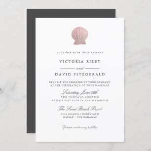 Invitation Rose Gold Seashell Elegant Ocean Beach mariage