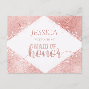 Invitation Rose Gold Shimmer sera-tu ma servante d'honneur