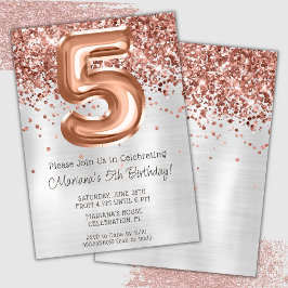 Invitation Rose Gold Silver 5e anniversaire de fête Invitatio