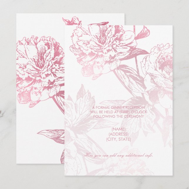 Invitation Rose Gold Simple Floral Mariage Réception Seulemen (Devant / Derrière)