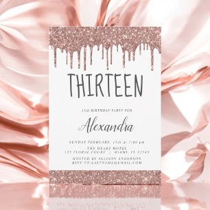 Invitation Rose Gold Sparkle Parties scintillant 13e Treize A