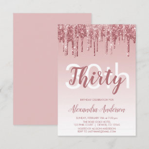 Invitation Rose Gold Sparkle Parties scintillant 30e fête d'a