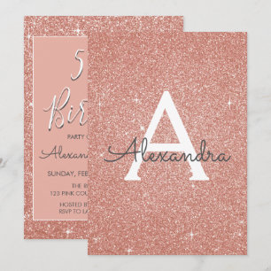 Invitation Rose Gold Sparkle Parties scintillant 50e fête d'a