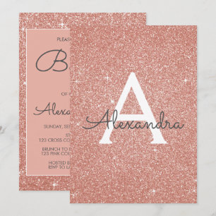 Invitation Rose Gold Sparkle Parties scintillant Baptême Invi
