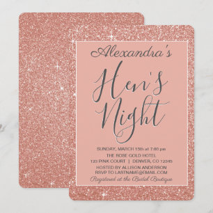 Invitation Rose Gold Sparkle Parties scintillant Hen's Night 