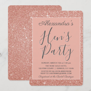 Invitation Rose Gold Sparkle Parties scintillant Hen's Party